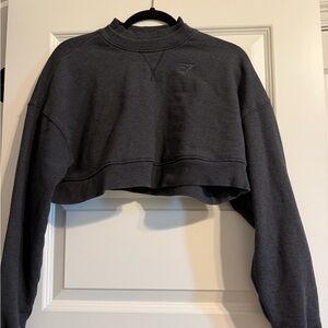 Gymshark Dark Gray Cropped Crewneck Sweatshirt